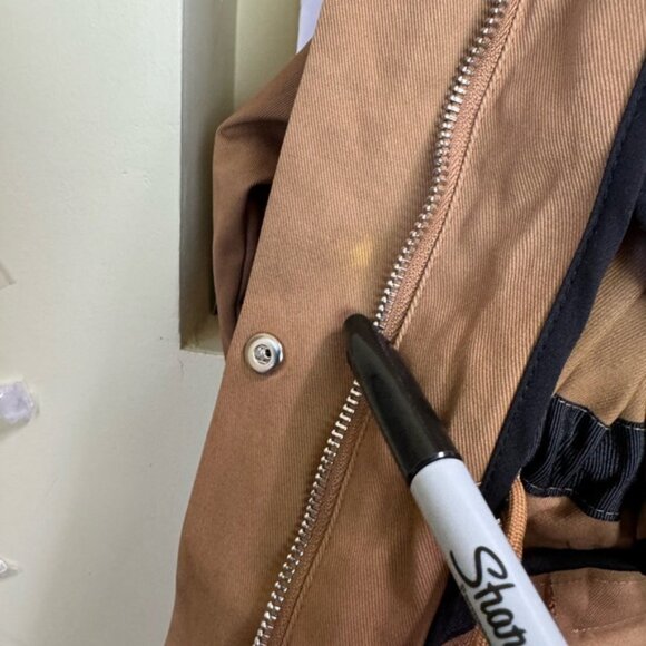 Maje Gangzyum Hood Oversized Elastic Drawstring Stretch Hooded Jacket Preppy Tan - Picture 16 of 16